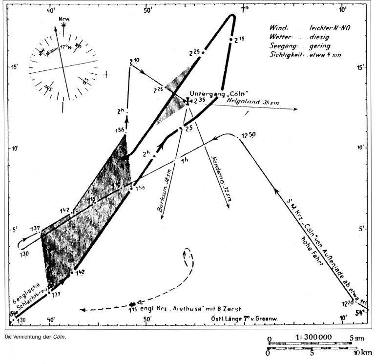 Karte der Seeschlacht 1914